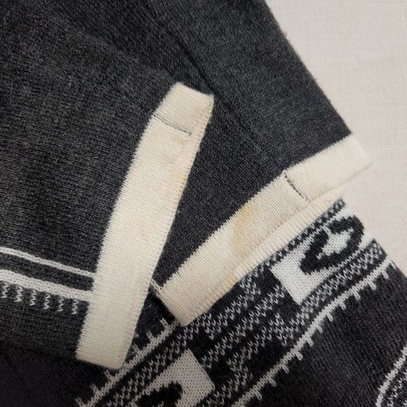 Mollo Rello Women's Medium Gray White Open Cardigan Aztec Southwestern Waterfall - Picture 8 of 8